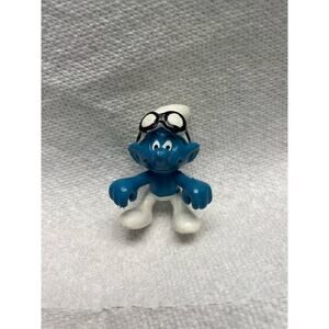 Schleich Smurf PVC Figure Peyo 1978 riding goggles squat